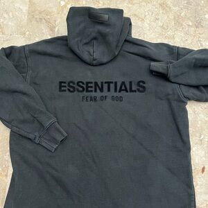 Essentials Black Hoodie with Bold Branding